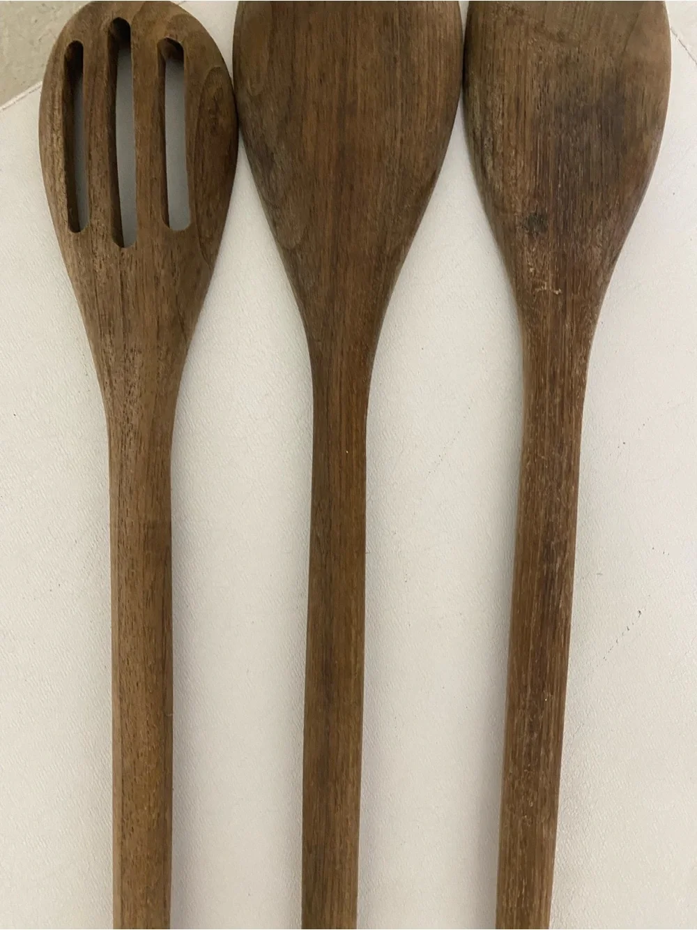 Williams Sonoma Dark Wood Handcrafted Cooking Kitchen Utensil Spoon 3 Piece Set